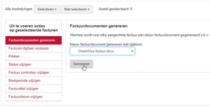 Facturatie: Layout 'Bulk factureren' vernieuwd