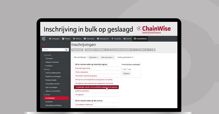 Cursusplanner: Inschrijvingen in bulk op geslaagd zetten
